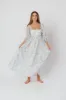 Mona Maxi Dress with Smocking in Blue White - Bump Friendly & Inclusive Sizing (S-3XL) sold by Worth Collective