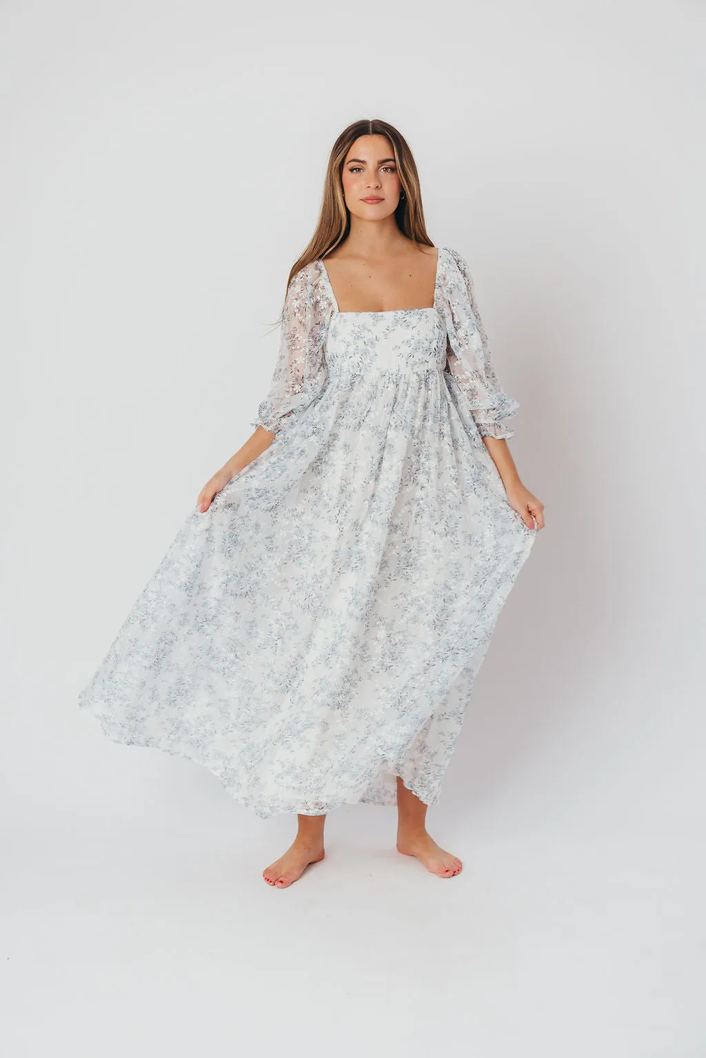 Mona Maxi Dress in Blue White - Bump Friendly *2/2 PRE-ORDER* sold by Worth Collective product image thumbnail 2