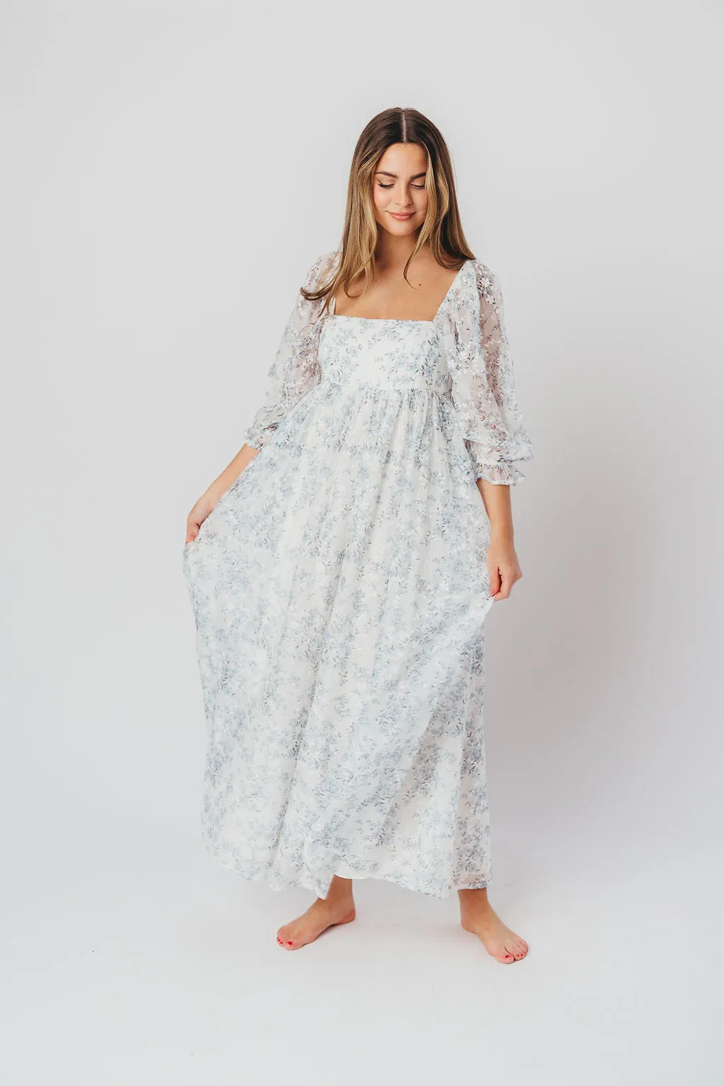 Mona Maxi Dress in Blue White - Bump Friendly *2/2 PRE-ORDER* sold by Worth Collective product image thumbnail 4