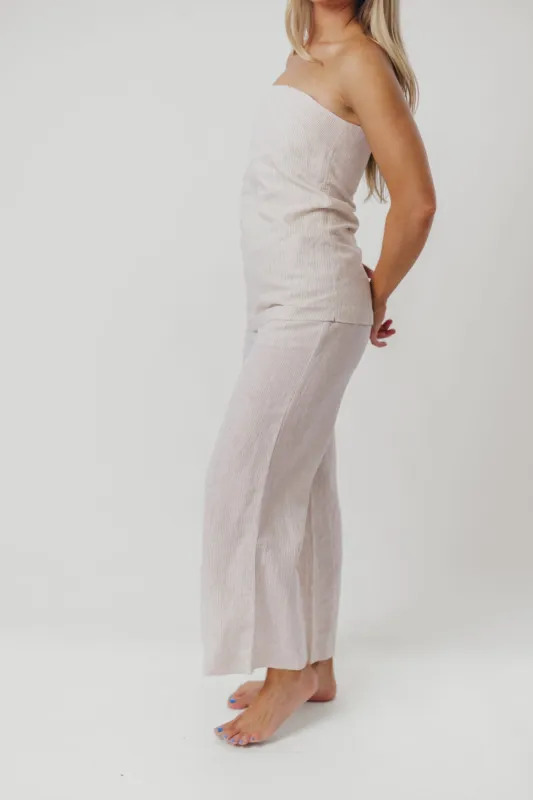 Ellen Linen Pants in Khaki sold by Worth Collective