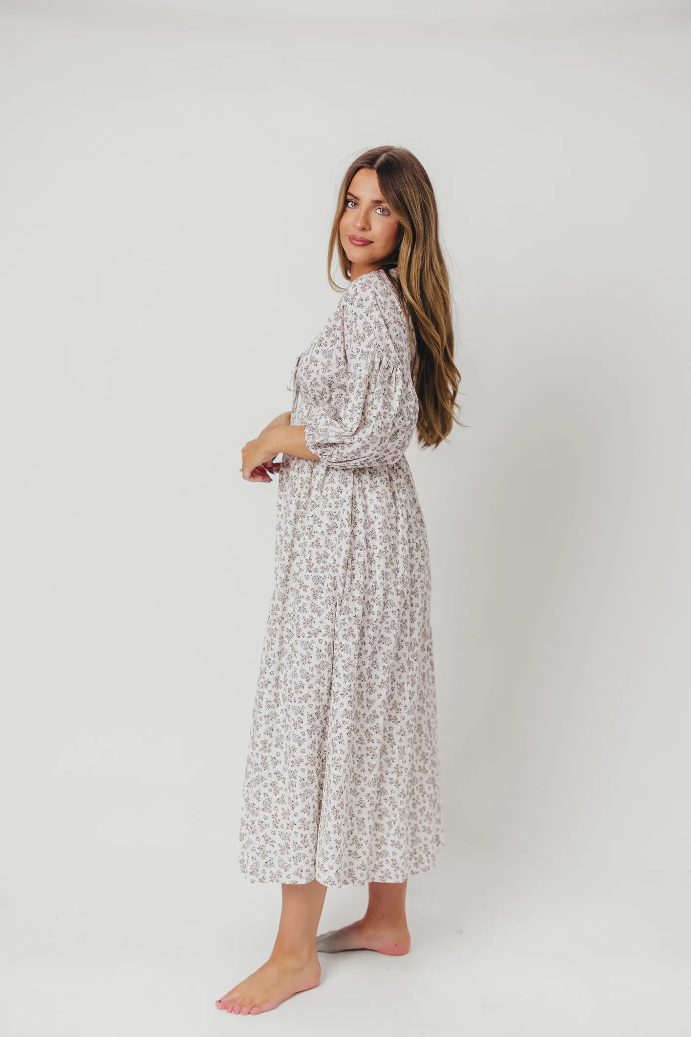 Hunter 100% Cotton Gauze Midi Dress in Off-White - Bump Friendly (XS-XL) sold by Worth Collective product image thumbnail 4