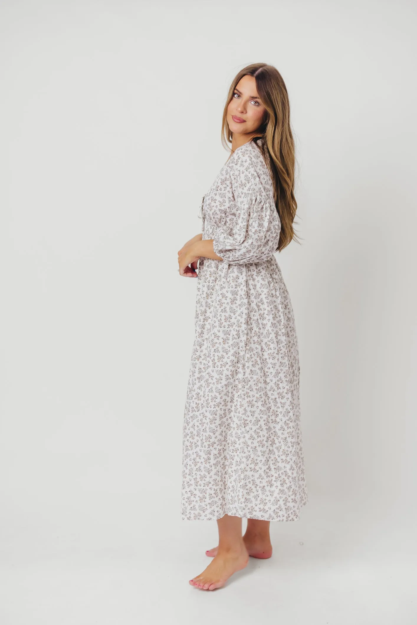 Hunter 100% Cotton Gauze Midi Dress in Off-White - Bump Friendly (XS-XL) sold by Worth Collective product image thumbnail 3