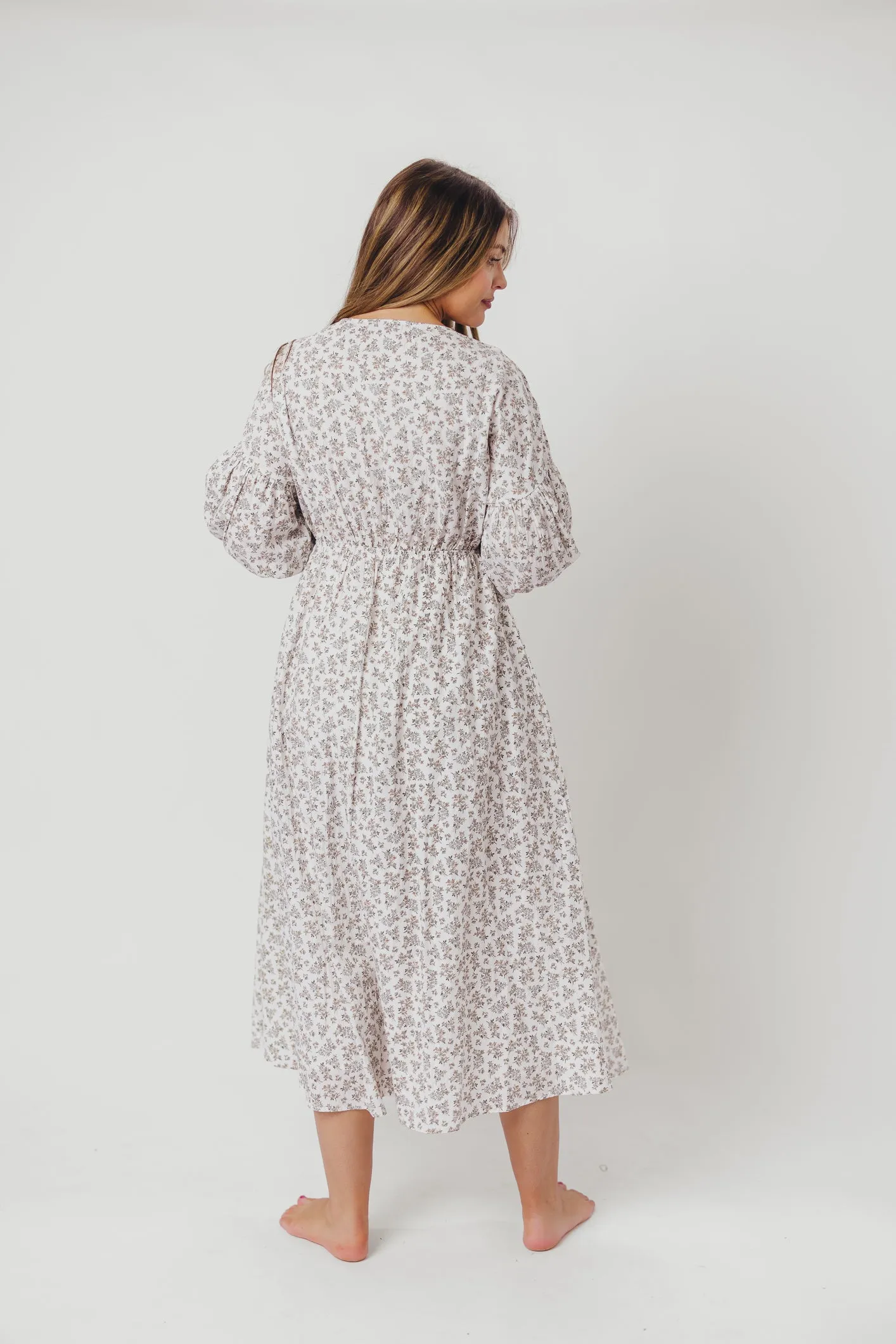 Hunter 100% Cotton Gauze Midi Dress in Off-White - Bump Friendly (XS-XL) sold by Worth Collective product image thumbnail 5