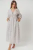 Hunter 100% Cotton Gauze Midi Dress in Off-White - Bump Friendly (XS-XL) sold by Worth Collective