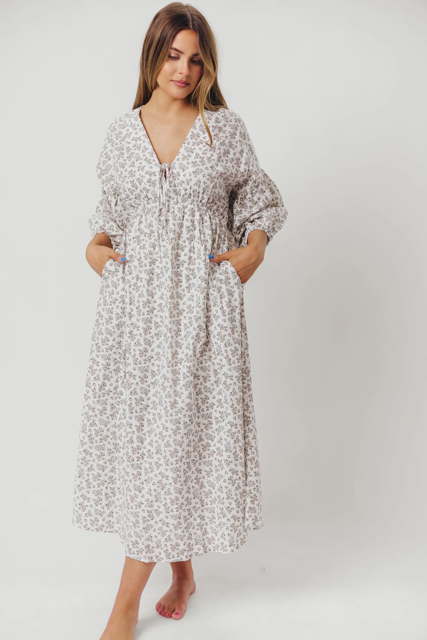 Hunter 100% Cotton Gauze Midi Dress in Off-White - Bump Friendly (XS-XL) sold by Worth Collective product image thumbnail 2