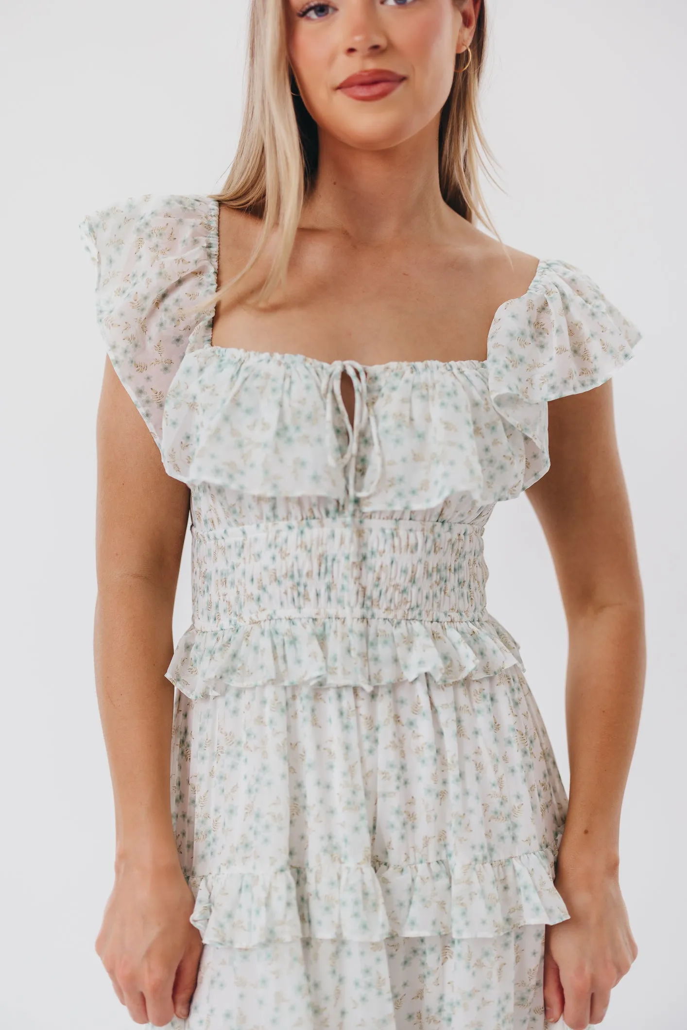 Astrid Ruffle Detail Maxi Dress in Sage Floral- Bump Friendly sold by Worth Collective product image thumbnail 2