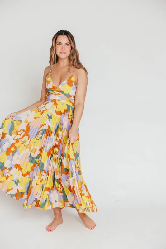 ASTR Blythe Maxi Dress in Lime Floral sold by Worth Collective