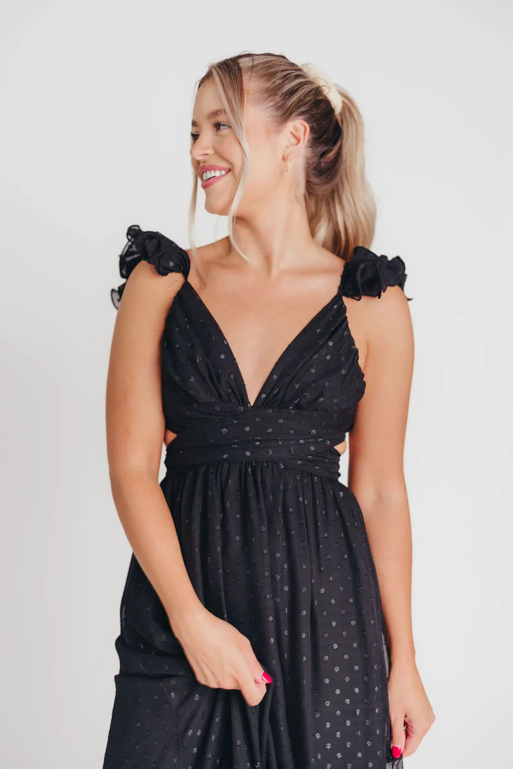 Ingrid Embroidered Maxi Dress in Black Dots sold by Worth Collective product image thumbnail 3