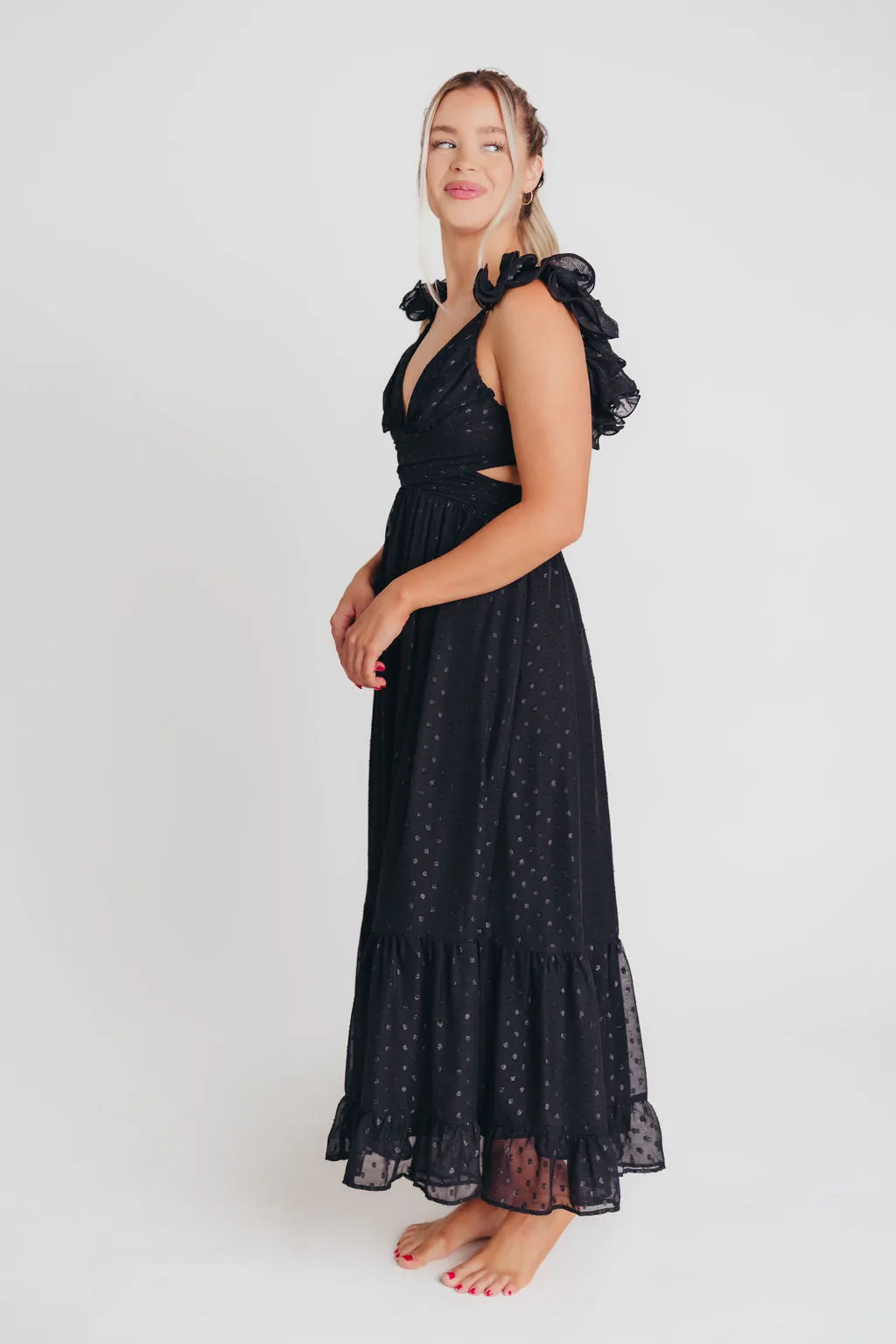 Ingrid Embroidered Maxi Dress in Black Dots sold by Worth Collective product image thumbnail 4