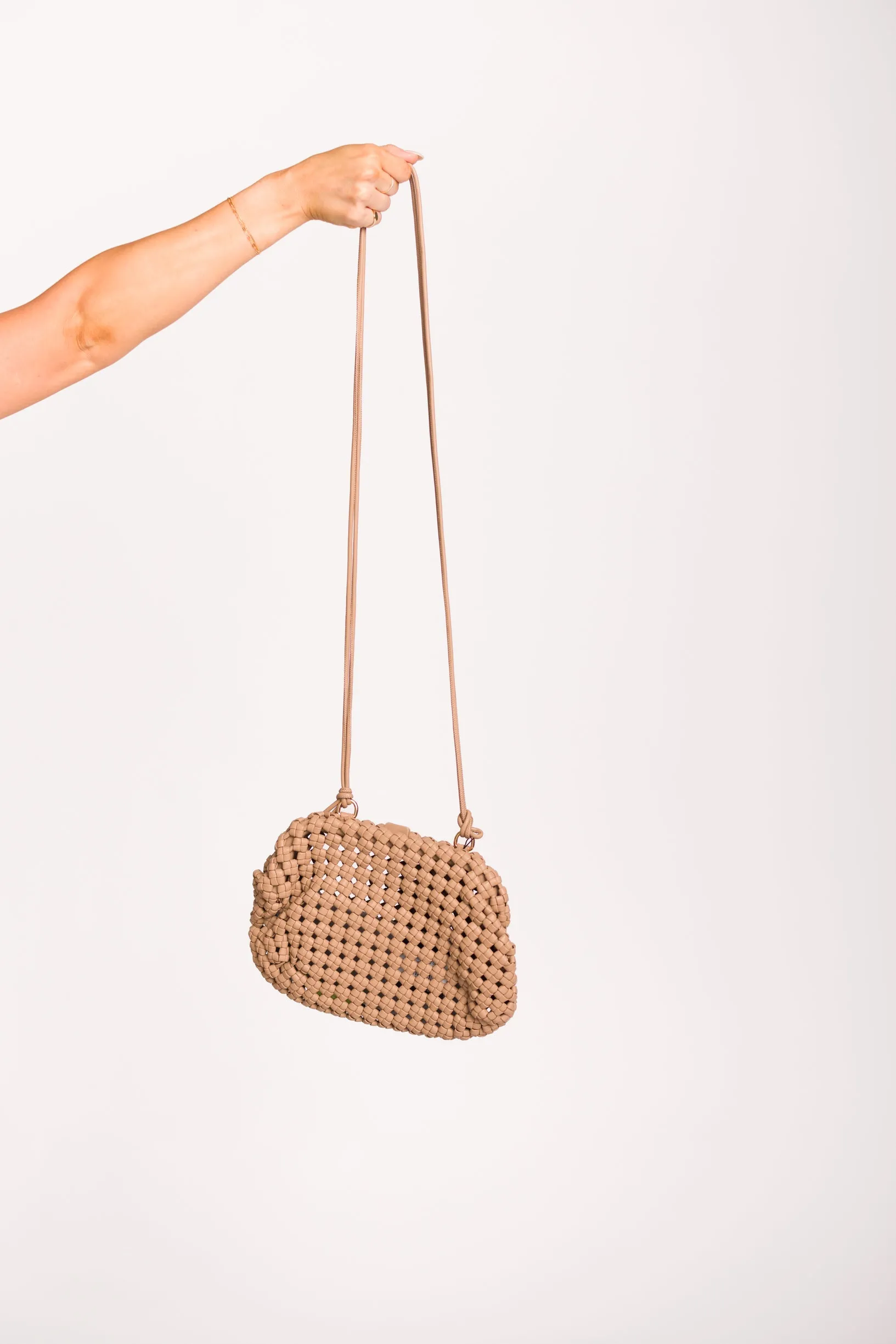 Braided Clutch with Long Strap in Taupe sold by Worth Collective product image thumbnail 3
