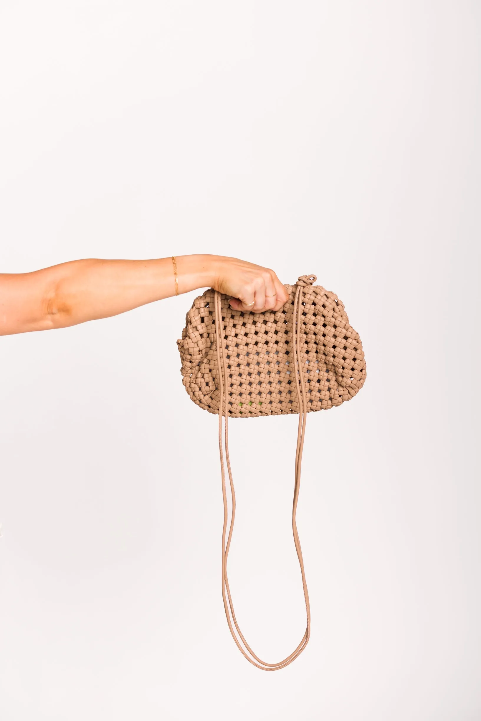 Braided Clutch with Long Strap in Taupe sold by Worth Collective product image thumbnail 5