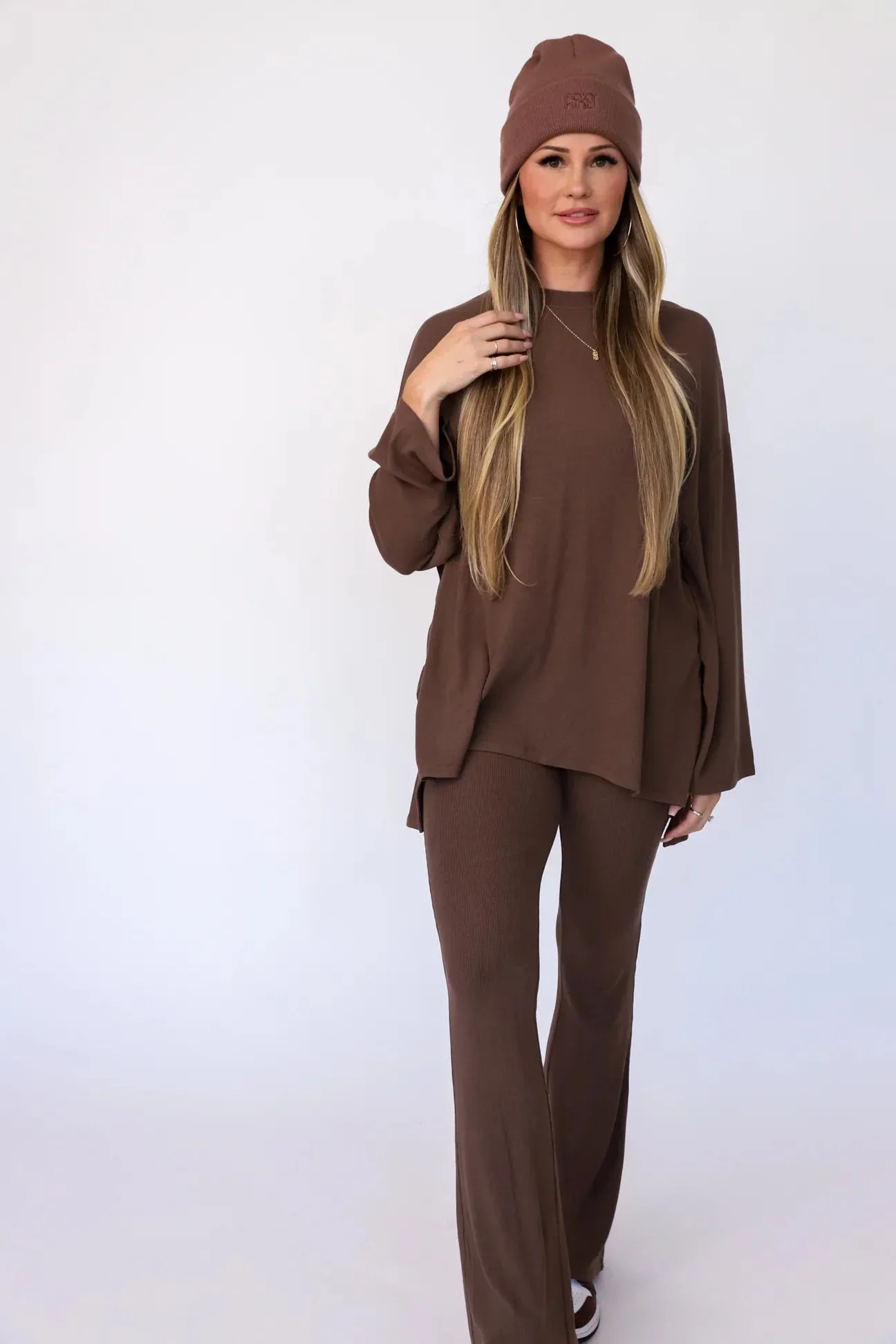 All Weekend Long Pant Set in Espresso sold by Worth Collective
