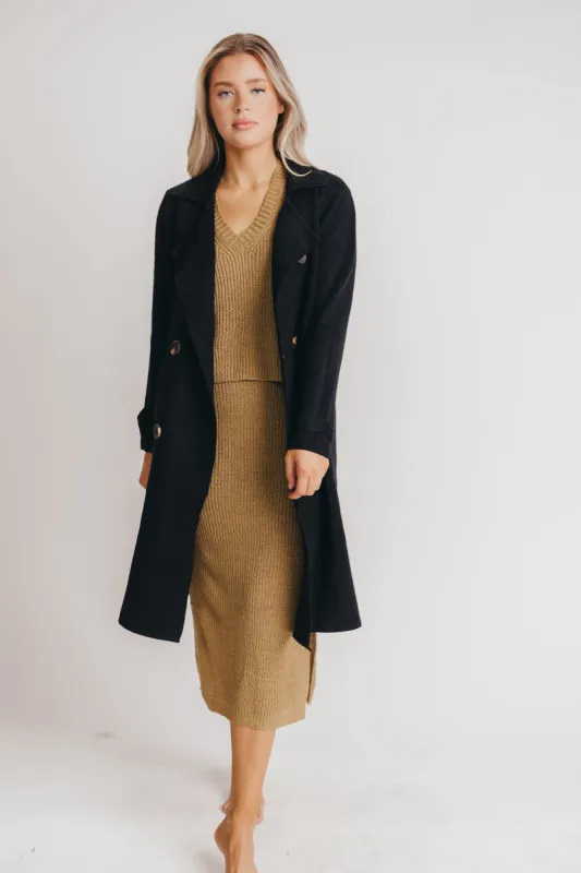 Cadenza Cashmere-Blend Peacoat in Black *LUXURY ITEM* sold by Worth Collective