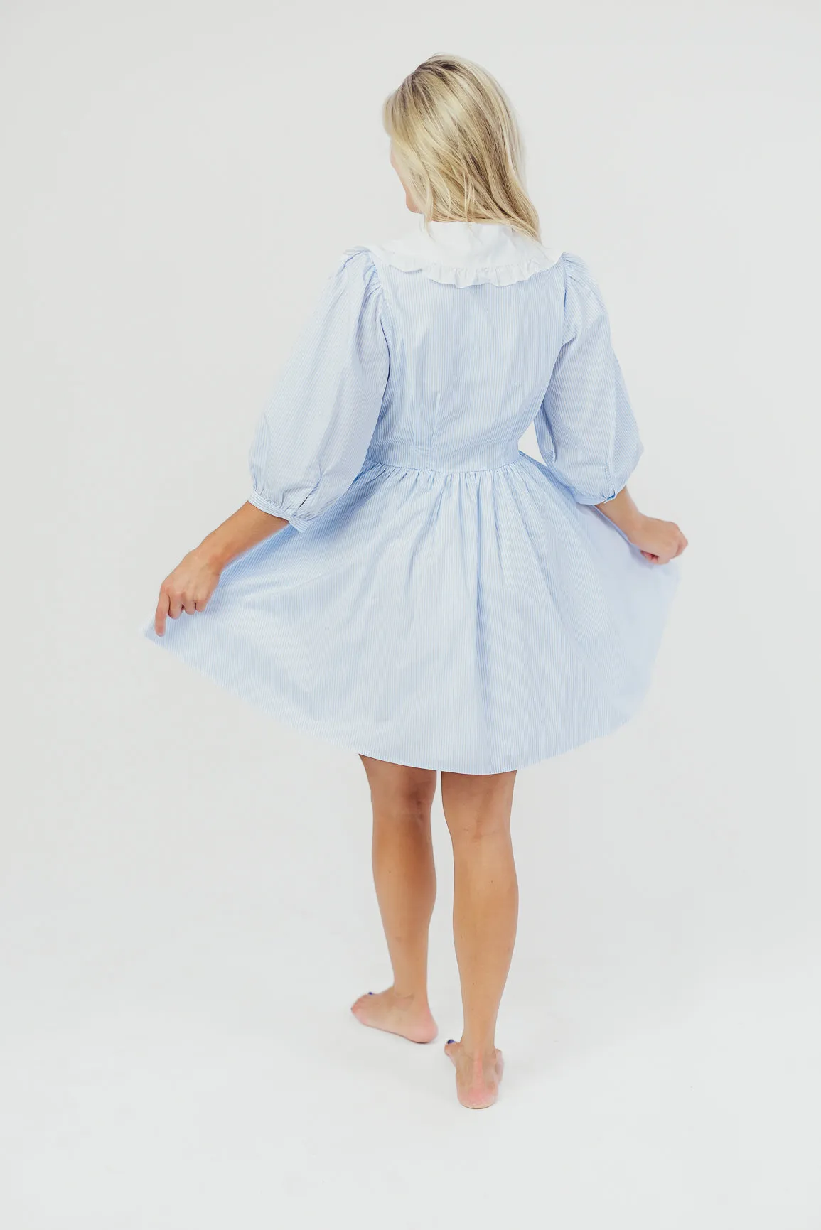 Love Language Striped Dress in Blue sold by Worth Collective product image thumbnail 5