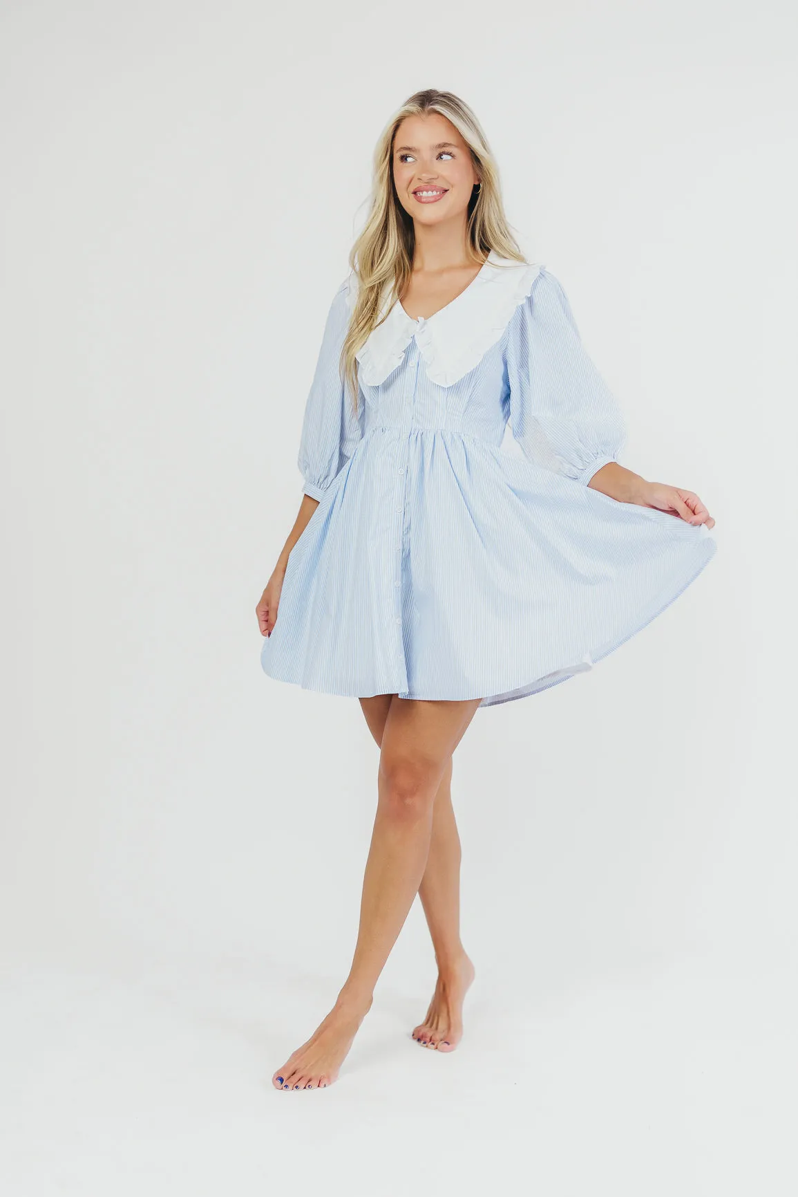 Love Language Striped Dress in Blue sold by Worth Collective product image thumbnail 2