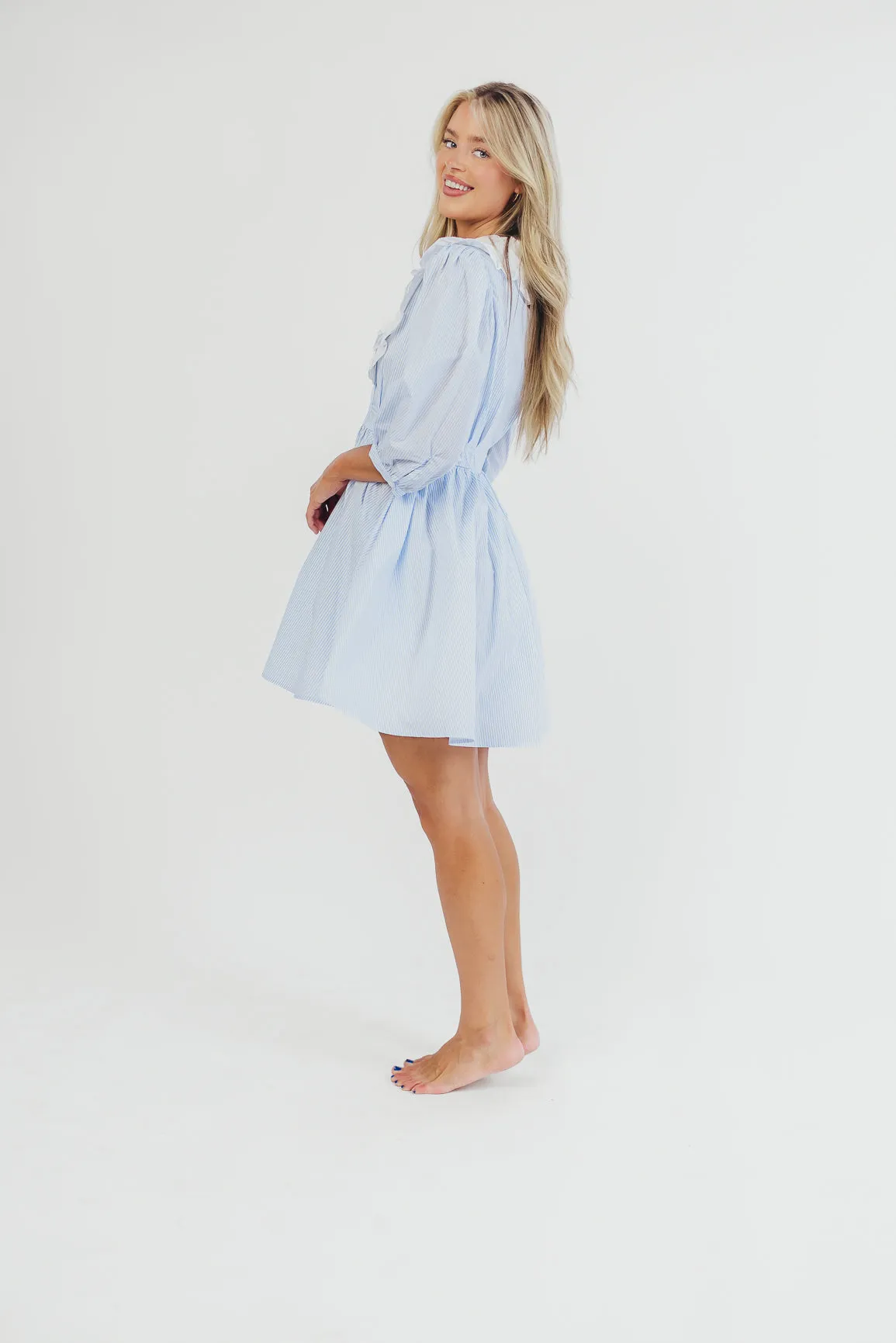 Love Language Striped Dress in Blue sold by Worth Collective product image thumbnail 3