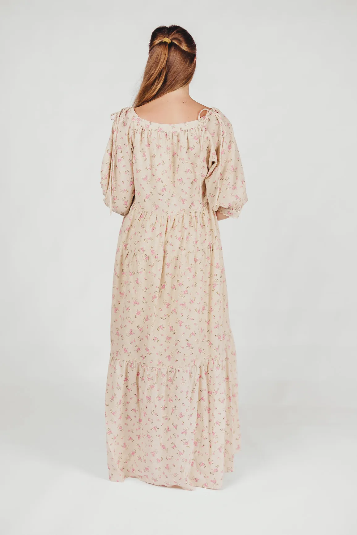 Cara 100% Cotton Maxi Dress in Pink/Brown Floral *Final-Sale* sold by Worth Collective product image thumbnail 3