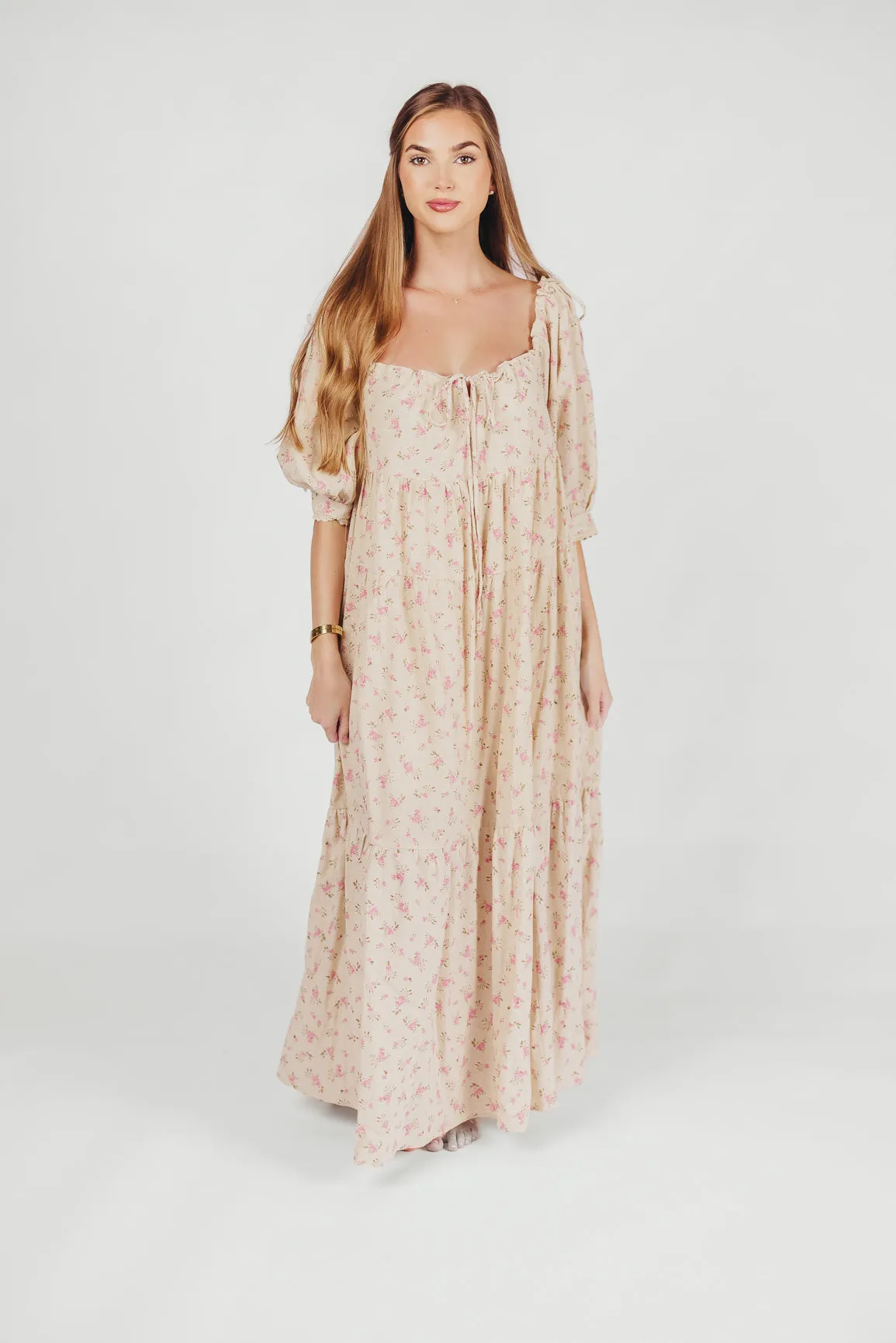 Cara 100% Cotton Maxi Dress in Pink/Brown Floral *Final-Sale* sold by Worth Collective product image thumbnail 2