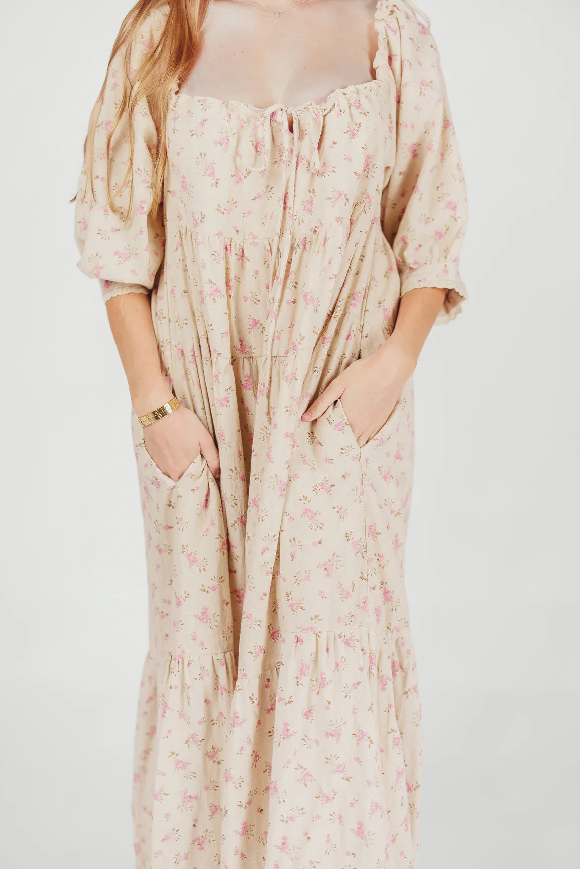Cara 100% Cotton Maxi Dress in Pink/Brown Floral *Final-Sale* sold by Worth Collective product image thumbnail 4