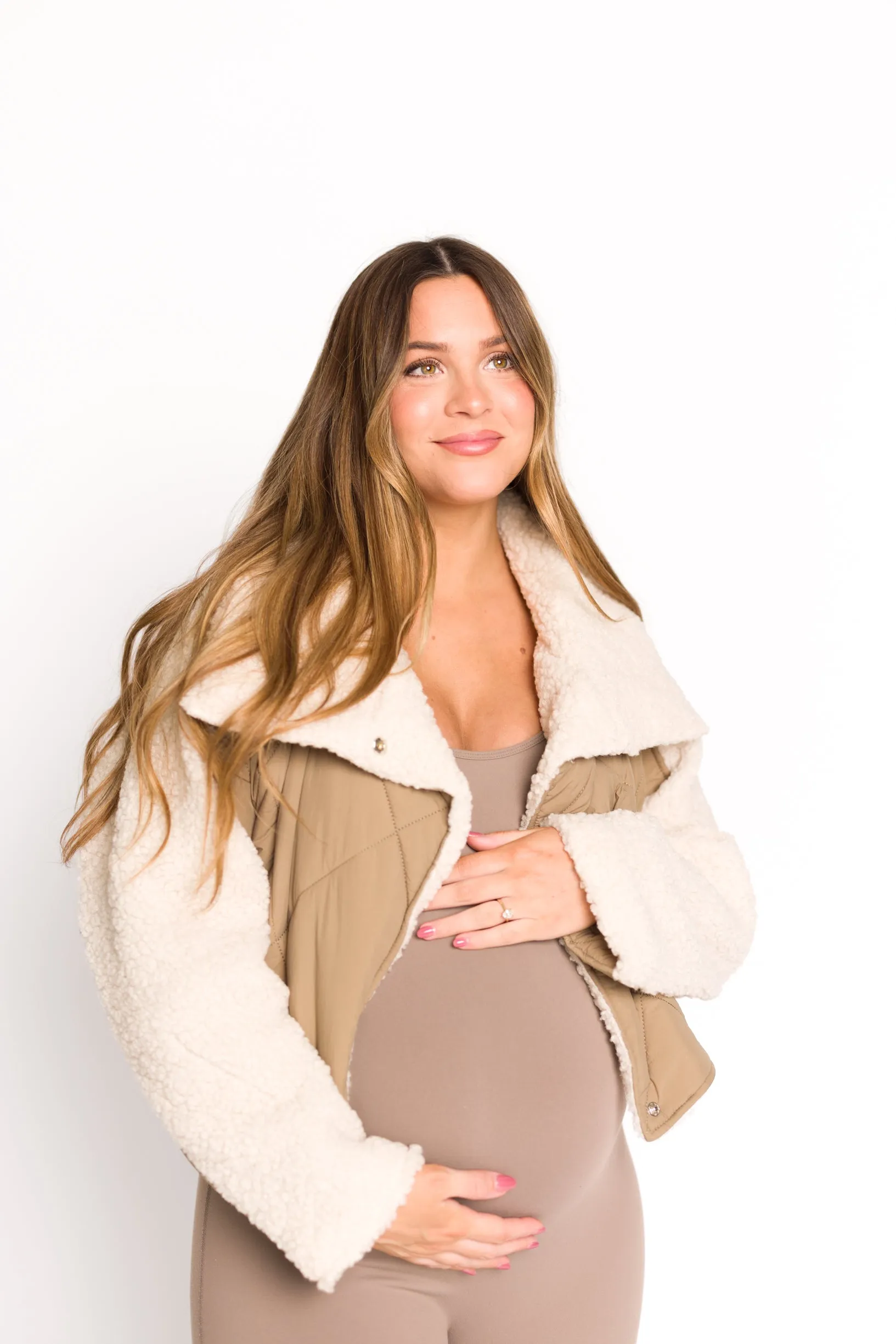 Jacey Quilted Jacket With Fluffy Shearling in Olive sold by Worth Collective product image thumbnail 2