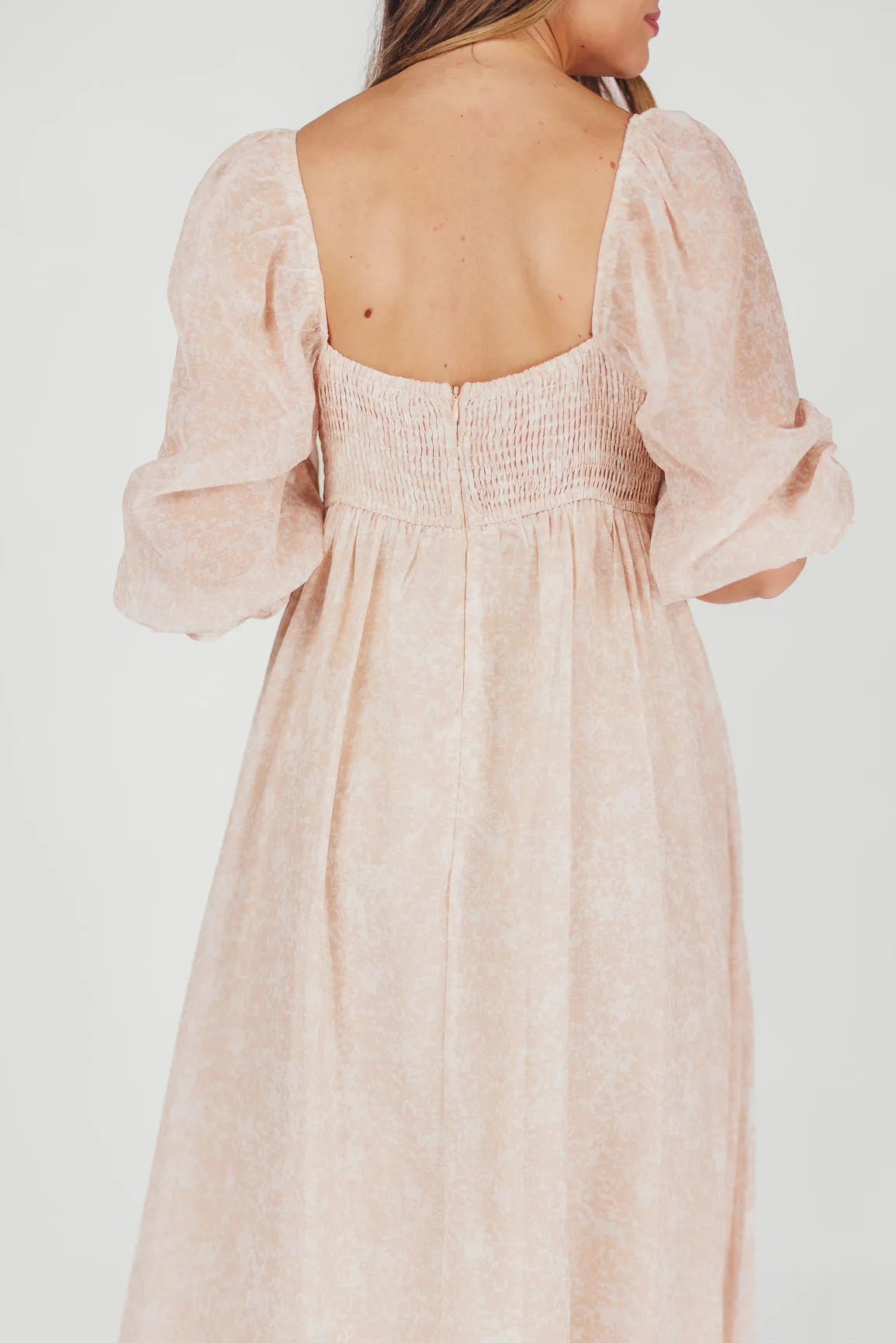 *New* Mona Maxi Dress with Smocking in Light Peach - Bump Friendly & Inclusive Sizing (S-3XL) sold by Worth Collective product image thumbnail 5