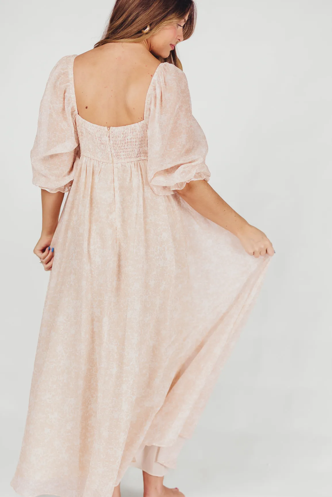 *New* Mona Maxi Dress with Smocking in Light Peach - Bump Friendly & Inclusive Sizing (S-3XL) sold by Worth Collective product image thumbnail 2