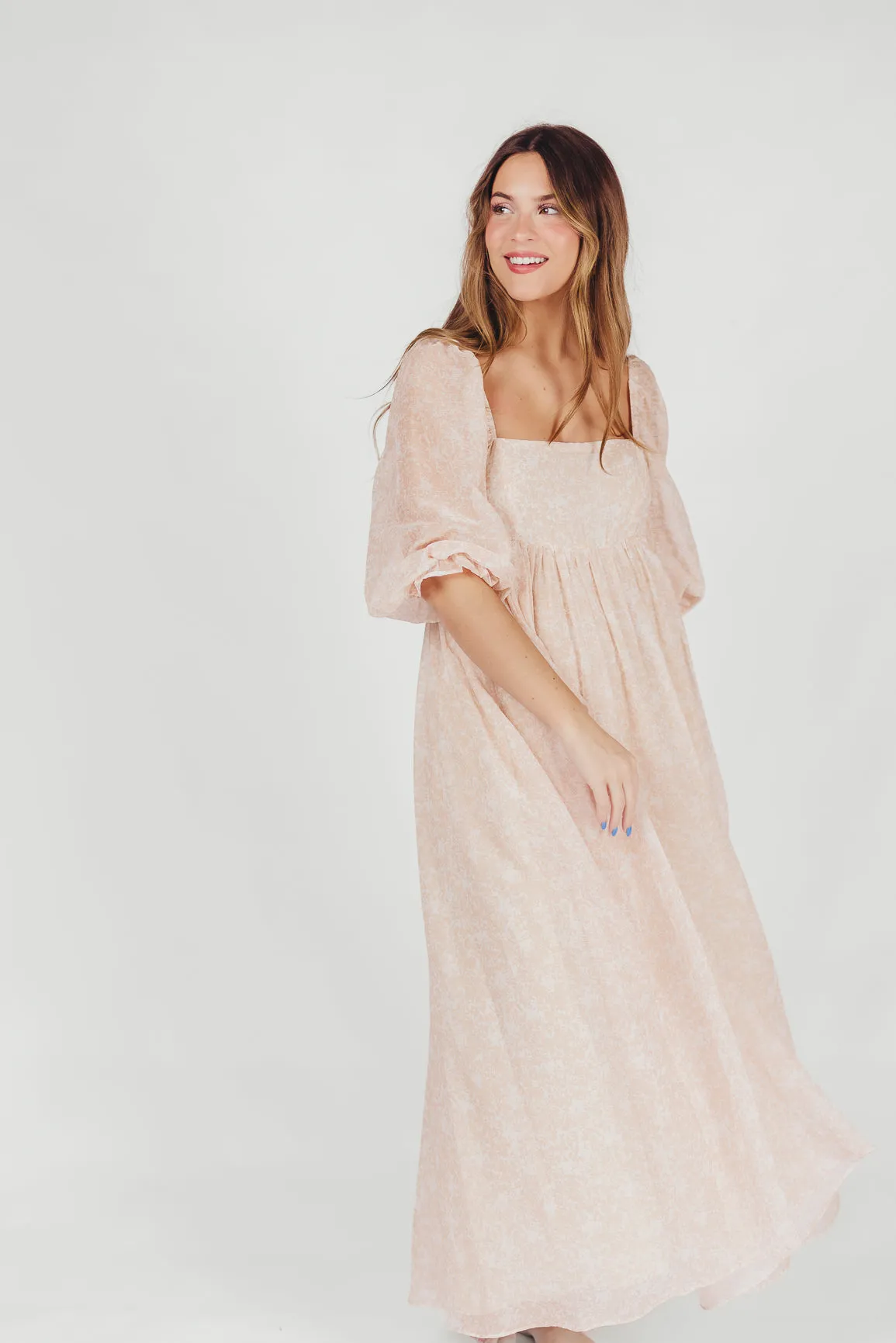 *New* Mona Maxi Dress with Smocking in Light Peach - Bump Friendly & Inclusive Sizing (S-3XL) sold by Worth Collective product image thumbnail 3