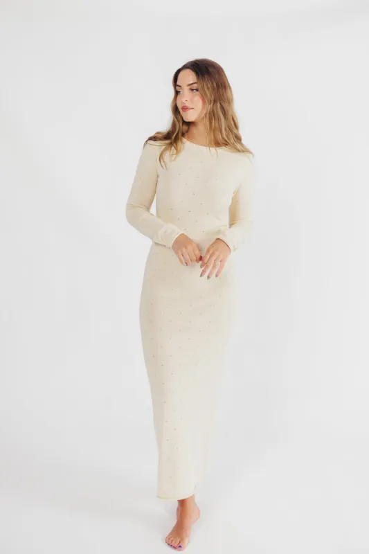 Maddy Pointelle Knit Maxi Dress in Butter sold by Worth Collective