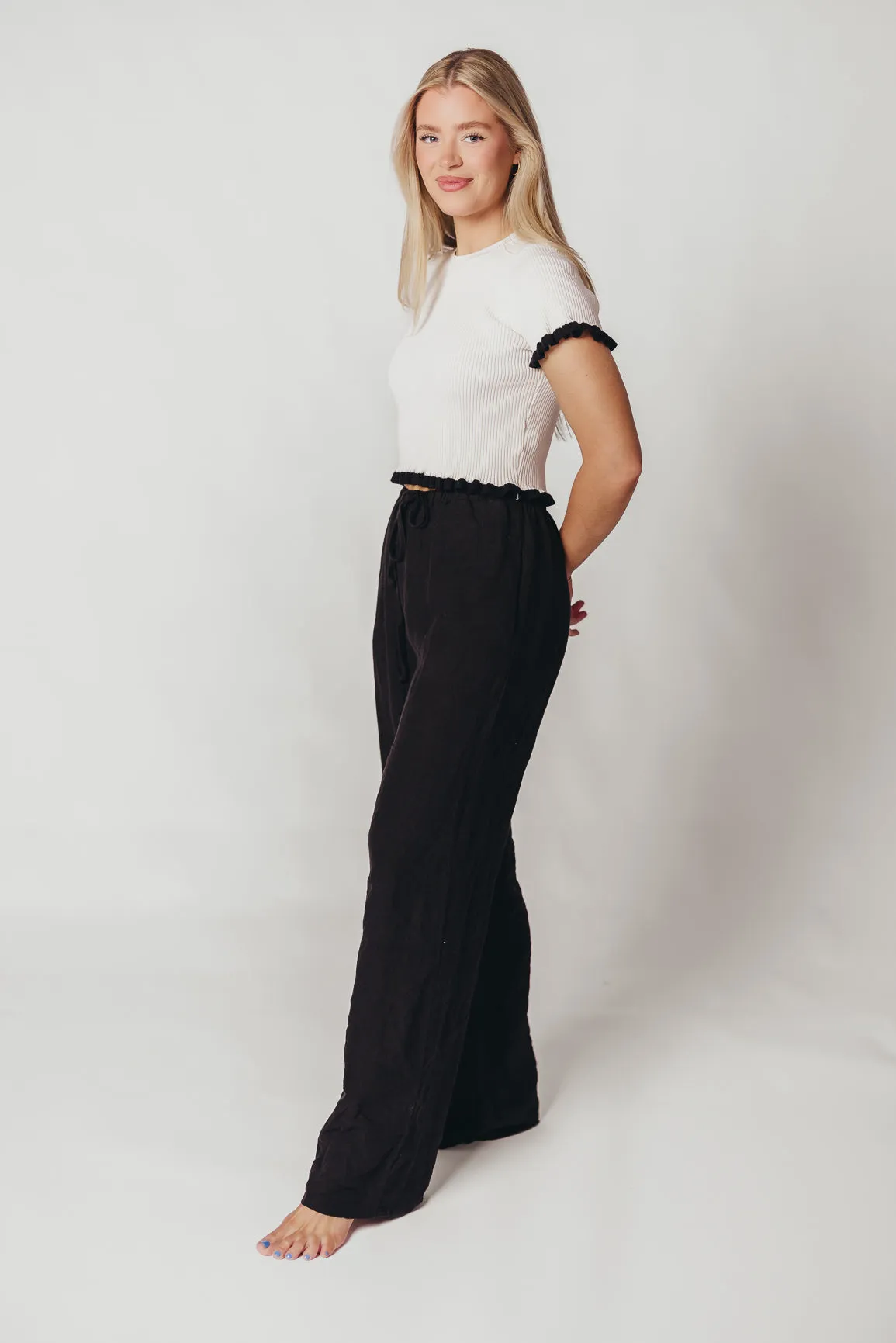 Pip Wide Leg 100% Linen Pants in Black sold by Worth Collective product image thumbnail 4