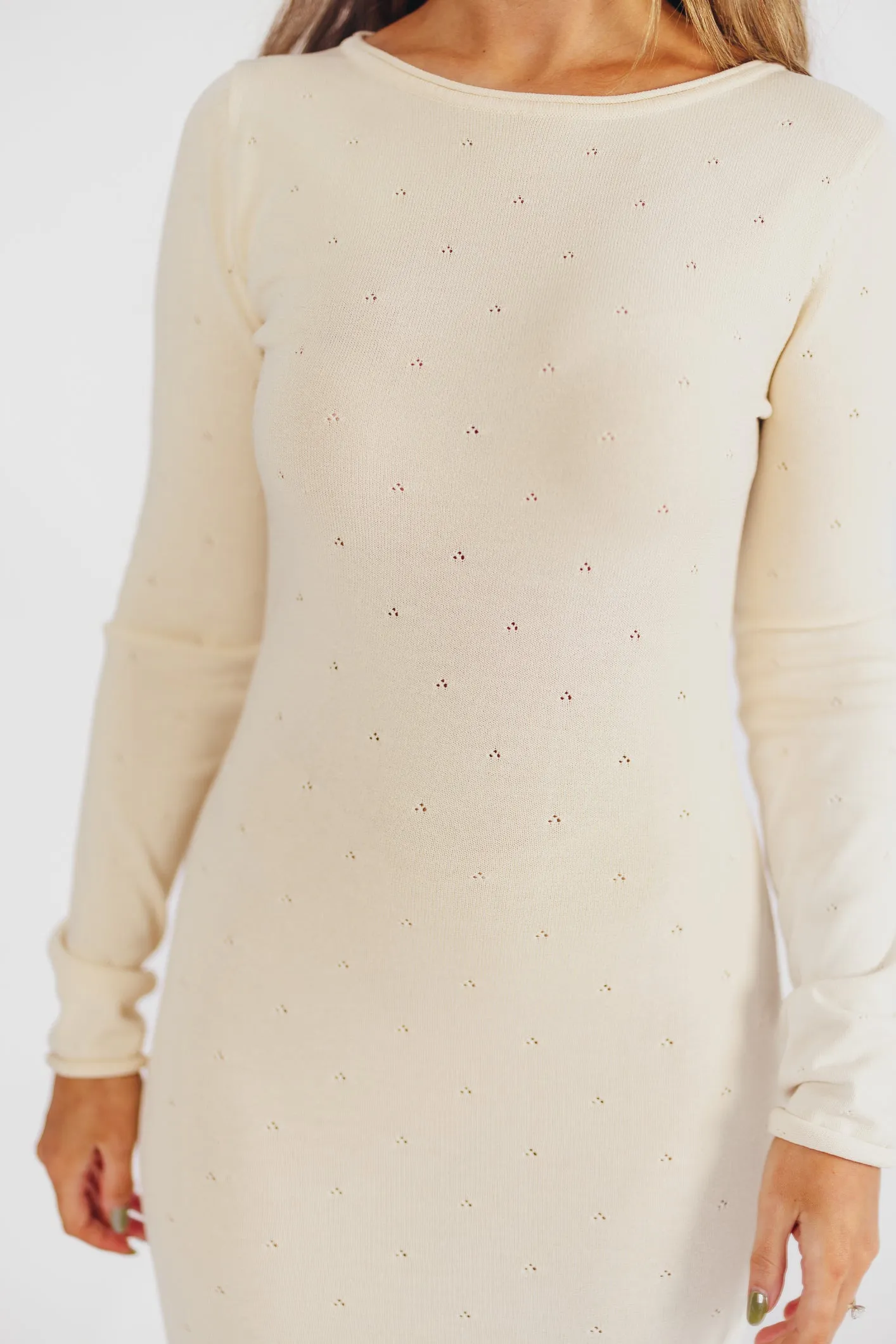 Maddy Pointelle Knit Maxi Dress in Butter sold by Worth Collective product image thumbnail 2