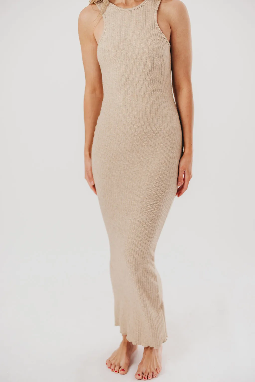 Bruges Crewneck Open Back Midi Dress in Oat sold by Worth Collective product image thumbnail 5