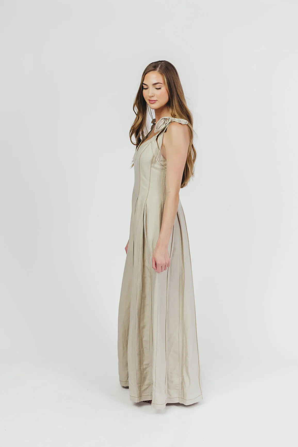 Livvy Linen Jumpsuit in Khaki sold by Worth Collective product image thumbnail 3