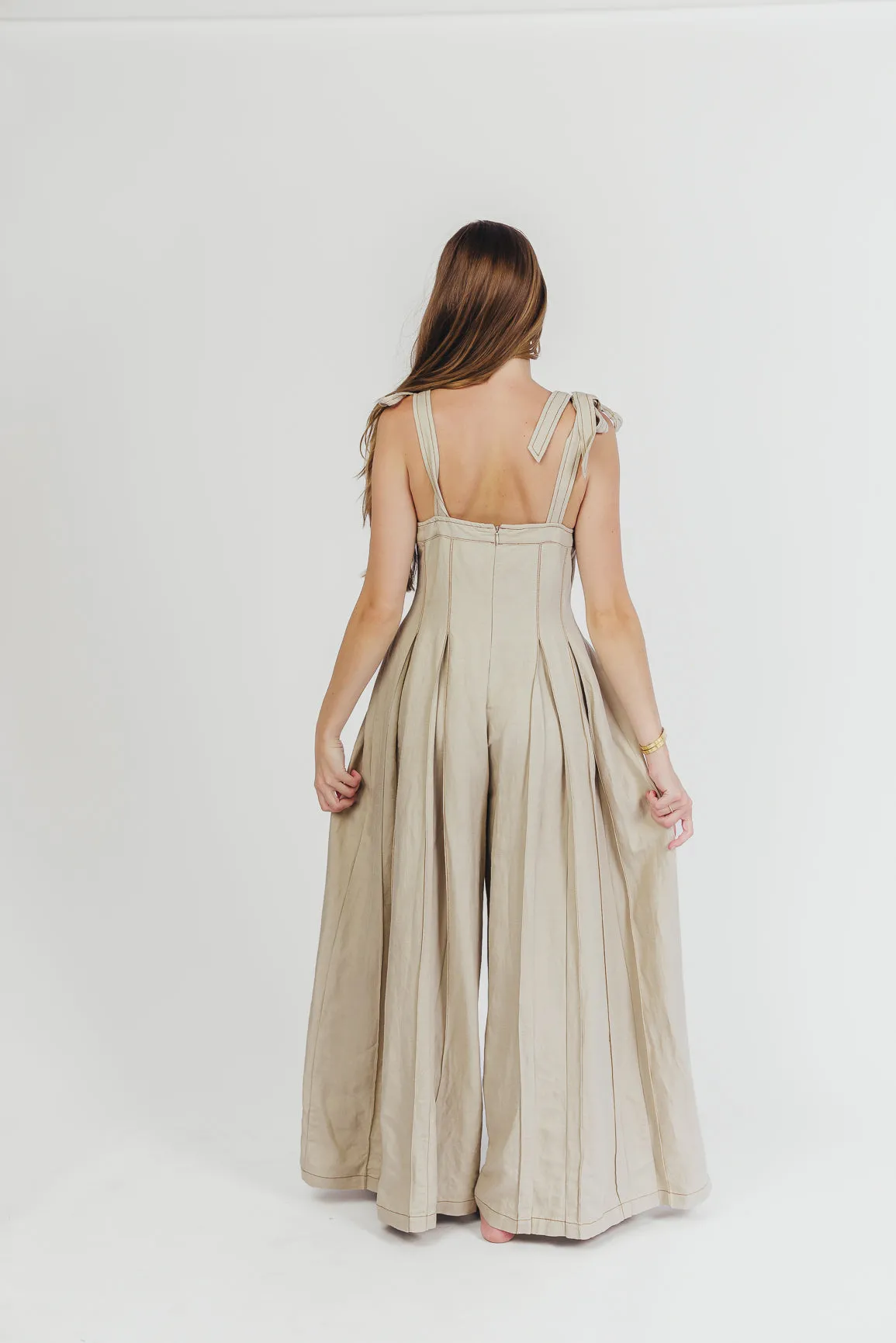 Livvy Linen Jumpsuit in Khaki sold by Worth Collective product image thumbnail 4