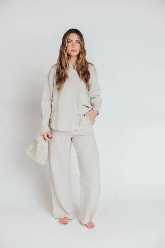 The Evelyn 100% Linen Top in Natural sold by Worth Collective