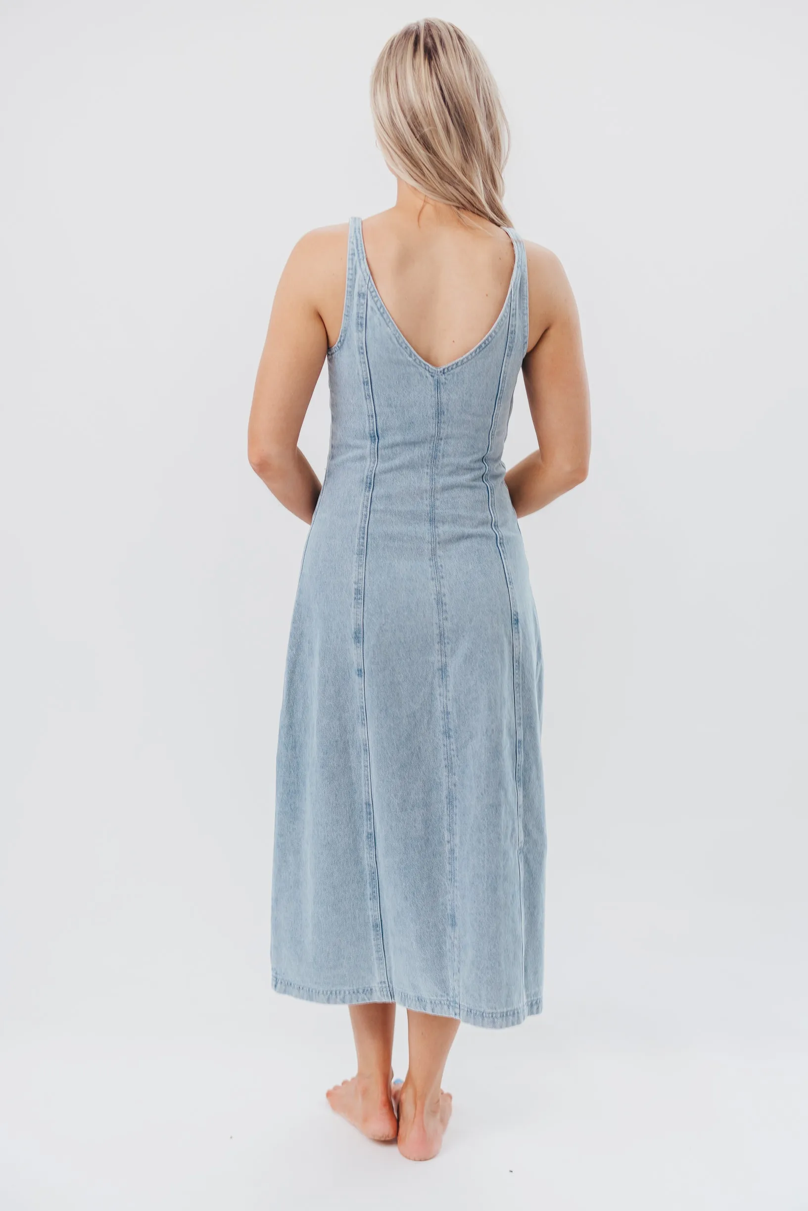 Annie V-Neck Maxi Dress in Denim sold by Worth Collective product image thumbnail 5