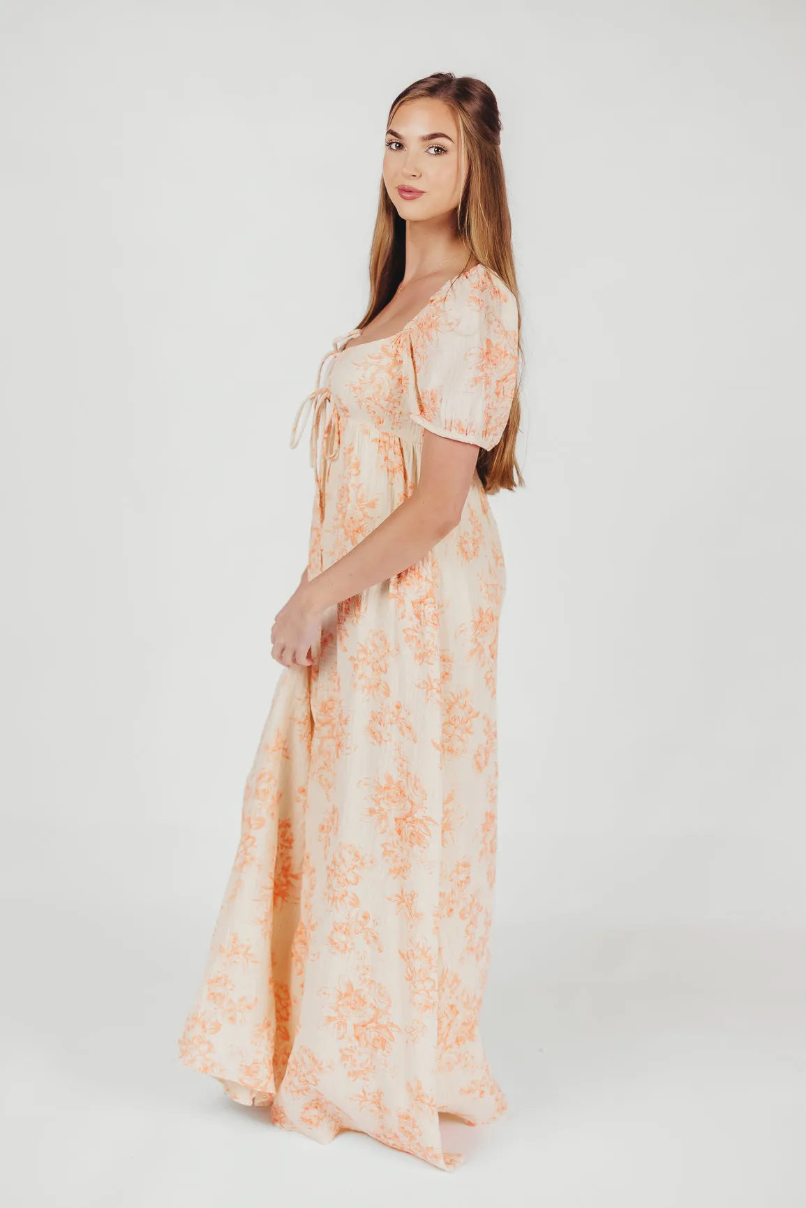 Haven 100% Cotton Tie-Front Maxi Dress in Sherbet - Bump Friendly sold by Worth Collective product image thumbnail 5