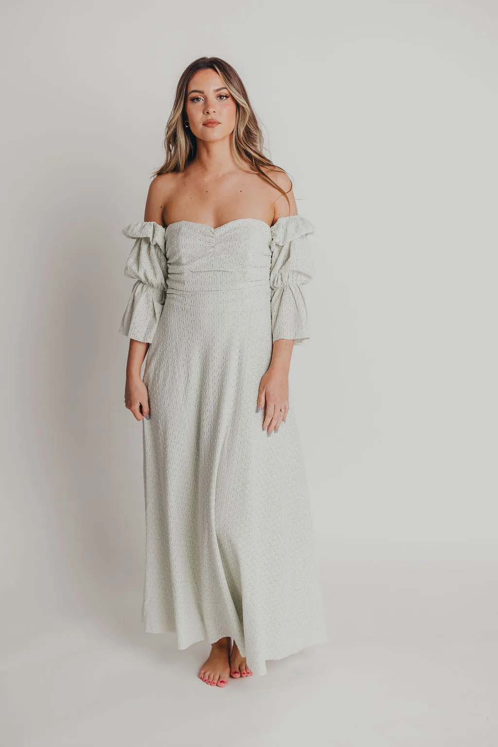 Corrine Tiered Sleeve Maxi Dress with Pockets in Mint - Bump Friendly & Inclusive Sizing (S-3XL) sold by Worth Collective product image thumbnail 3