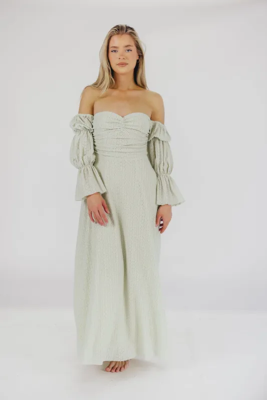 Corrine Tiered Sleeve Maxi Dress with Pockets in Mint - Bump Friendly & Inclusive Sizing (S-3XL) sold by Worth Collective