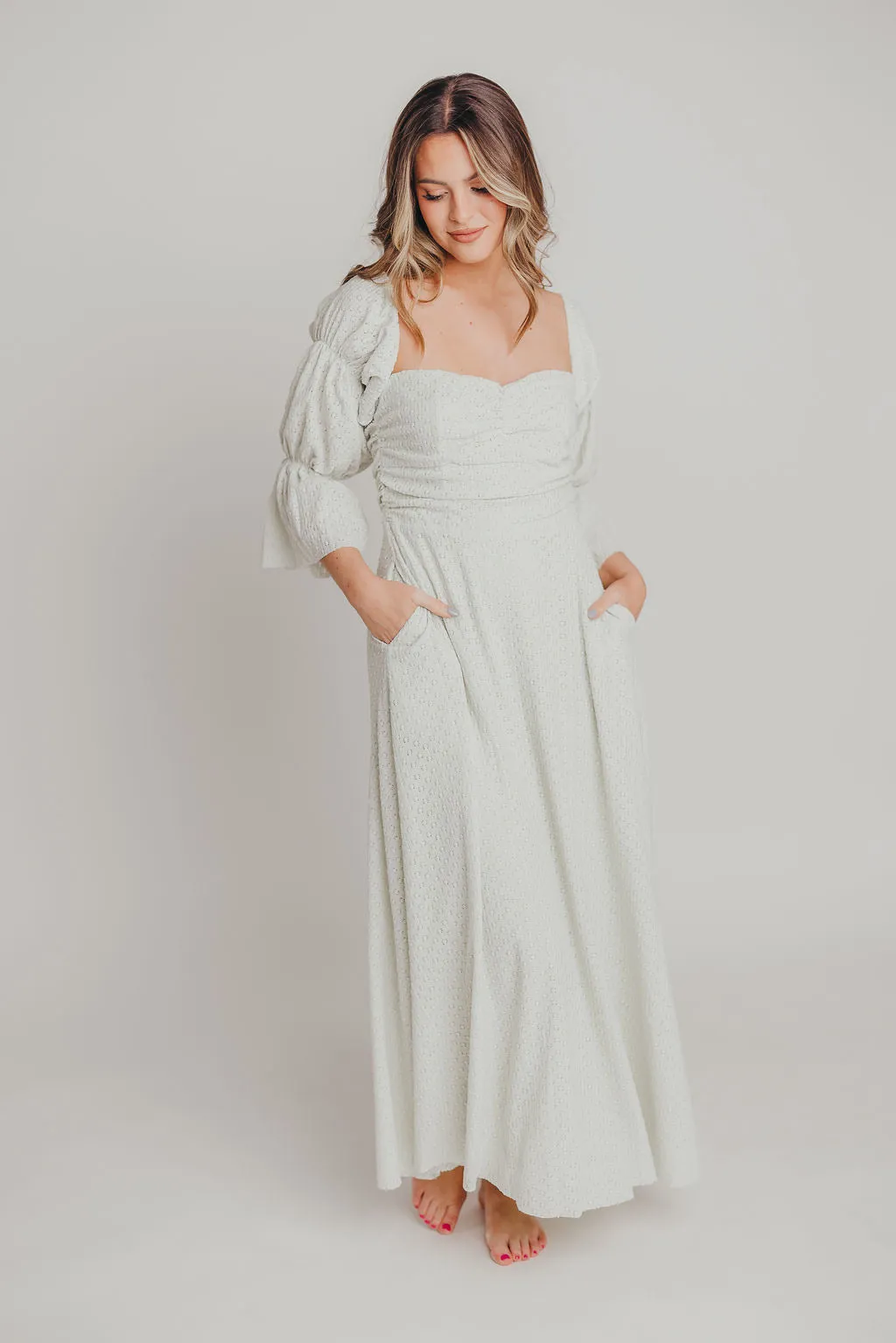Corrine Tiered Sleeve Maxi Dress with Pockets in Mint - Bump Friendly & Inclusive Sizing (S-3XL) sold by Worth Collective product image thumbnail 4