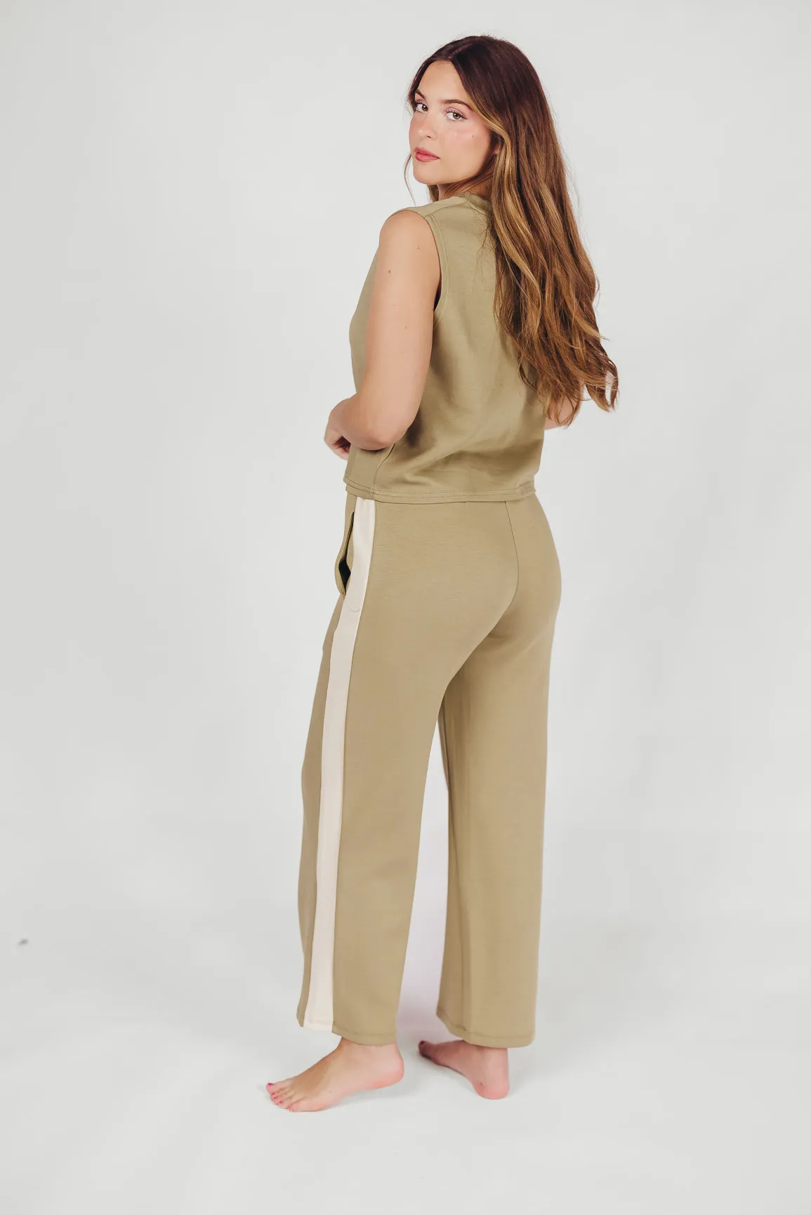 Addison Scuba Knit Tank with Rounded Neckline in Light Olive sold by Worth Collective product image thumbnail 5