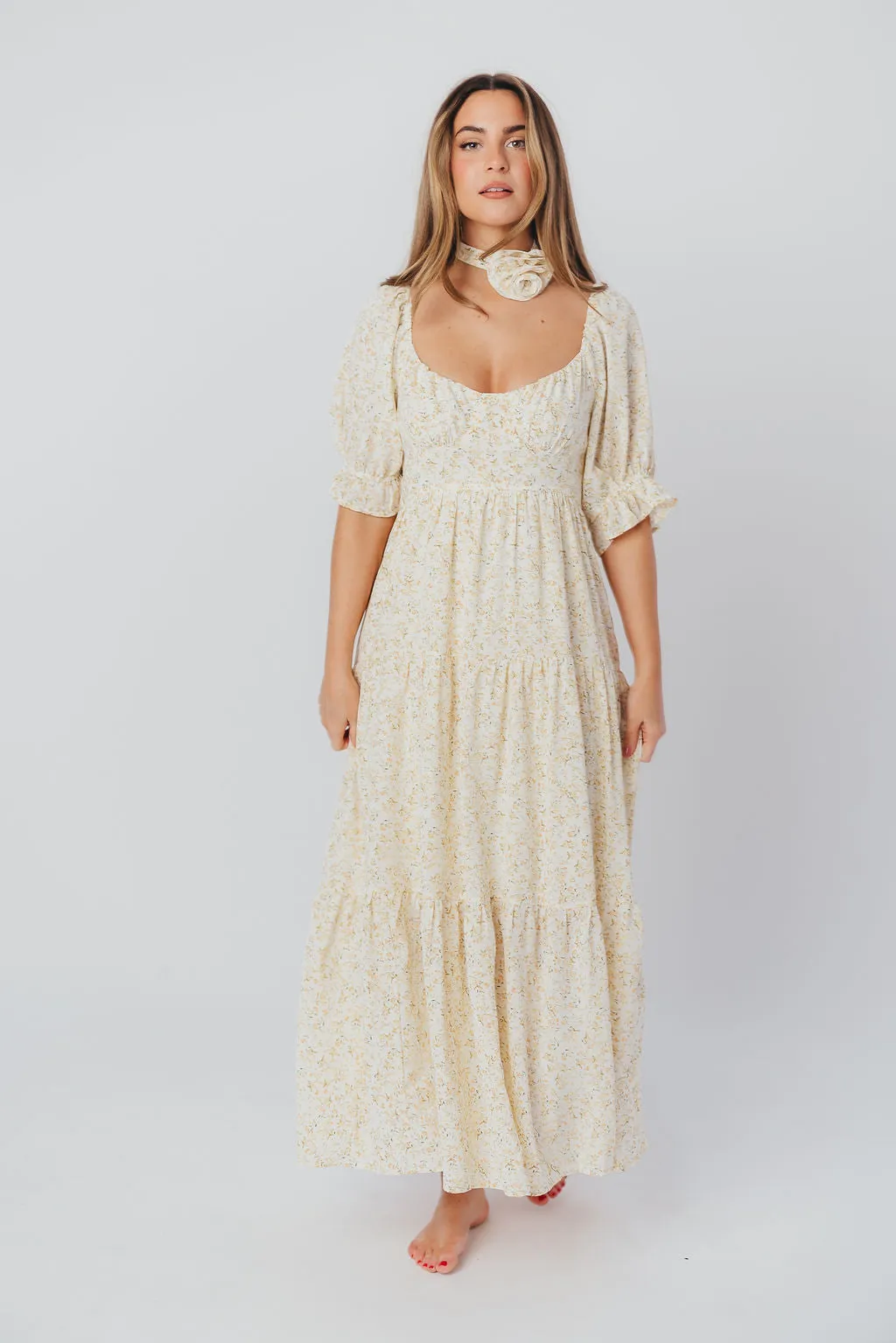 Patton Sweetheart Neckline Tiered Maxi Dress in Daffodil Creme sold by Worth Collective product image thumbnail 2
