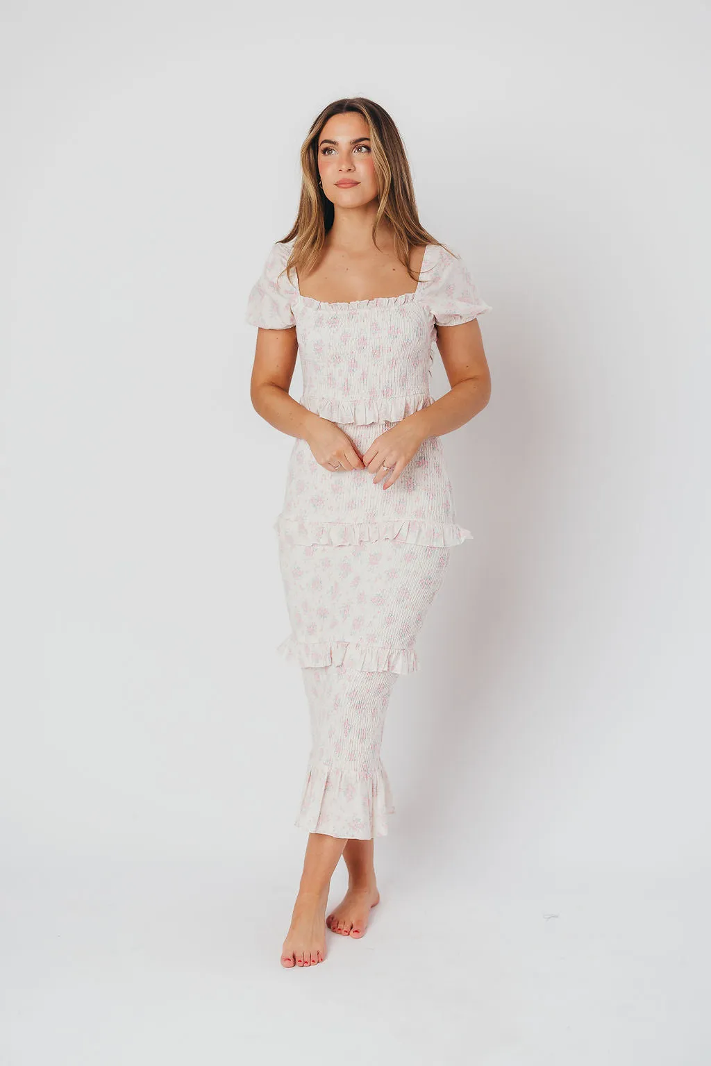 Ada Smocked Dress in Pink Floral- Bump Friendly & Inclusive Sizing (S-3XL) *Final-Sale* sold by Worth Collective product image thumbnail 3