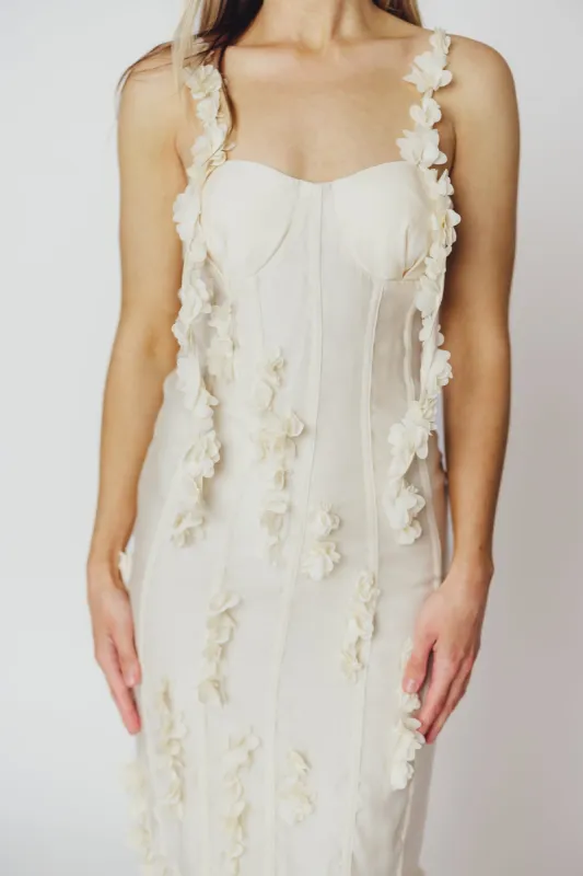Jennifer Mermaid Bustier Midi Dress in Cream sold by Worth Collective