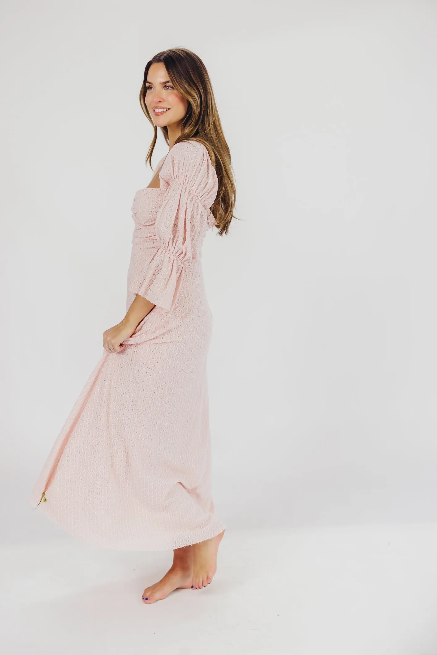 Corrine Tiered Sleeve Maxi Dress with Pockets in Ballerina Pink - Bump Friendly sold by Worth Collective product image thumbnail 4