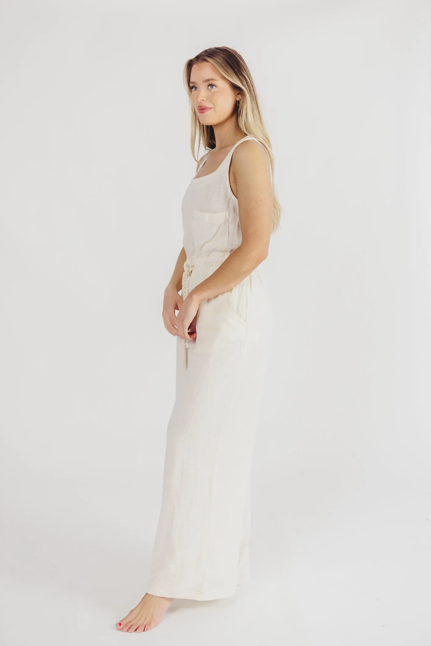Cruise Mode Sleeveless Gauze Jumpsuit in Ivory sold by Worth Collective product image thumbnail 2