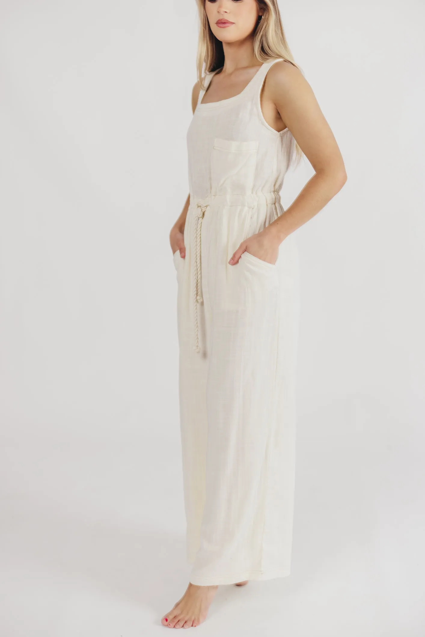 Cruise Mode Sleeveless Gauze Jumpsuit in Ivory sold by Worth Collective product image thumbnail 5