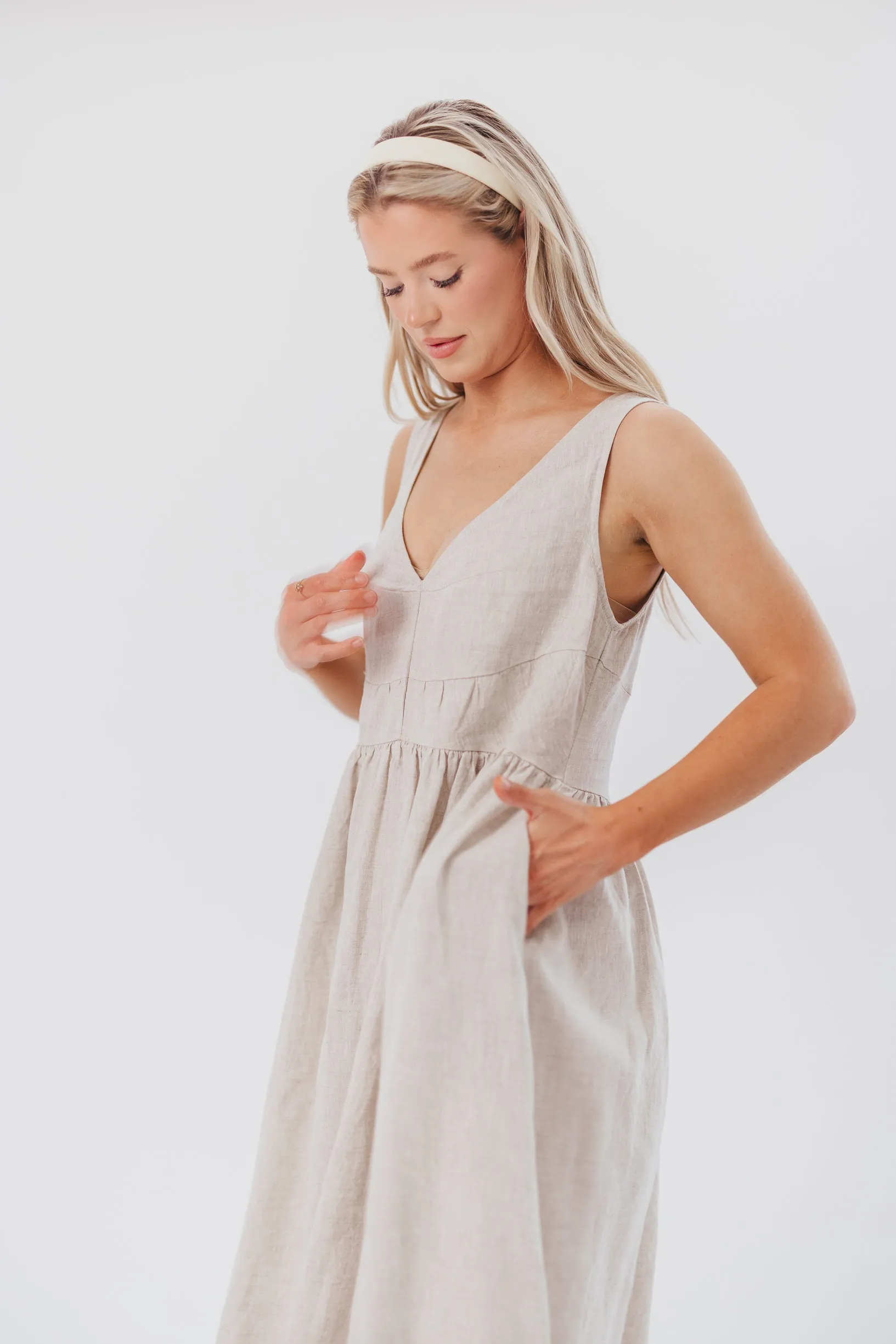 Eleonie 100% Linen Maxi Dress in Linen sold by Worth Collective product image thumbnail 4