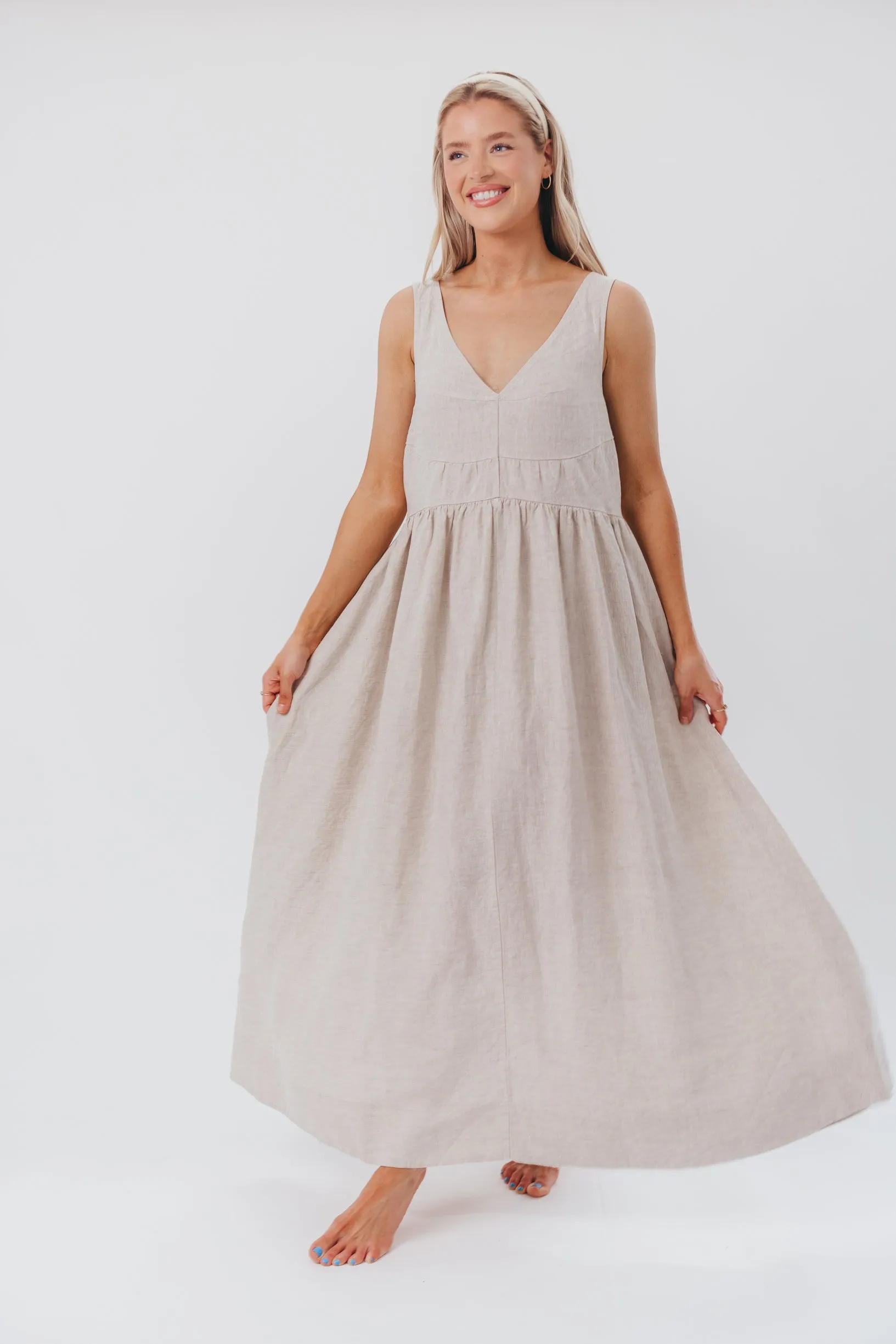 Eleonie 100% Linen Maxi Dress in Linen sold by Worth Collective product image thumbnail 2