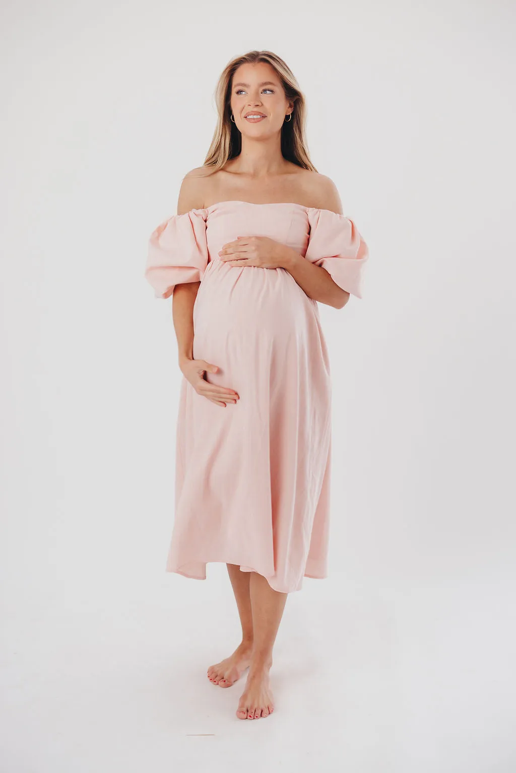 Hamilton Midi Dress in Pink - Bump Friendly and Inclusive Sizing (S-2XL) sold by Worth Collective product image thumbnail 3
