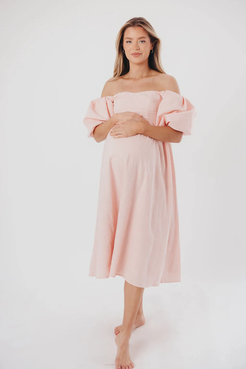 Hamilton Midi Dress in Pink - Bump Friendly and Inclusive Sizing (S-2XL) sold by Worth Collective product image thumbnail 2